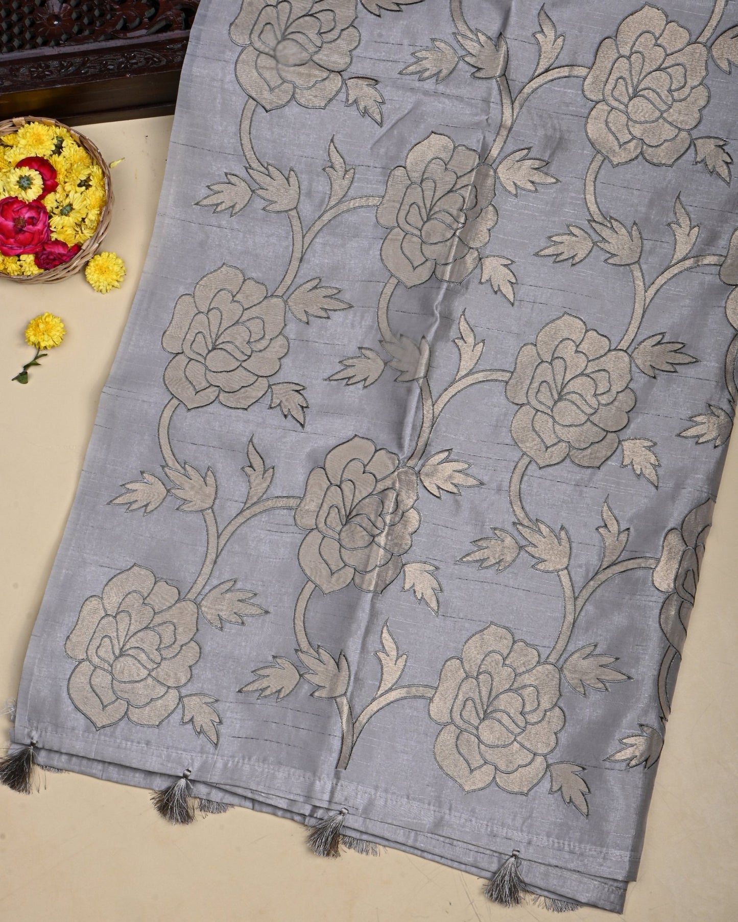 Grey Color Silk Saree - Shop Vastram