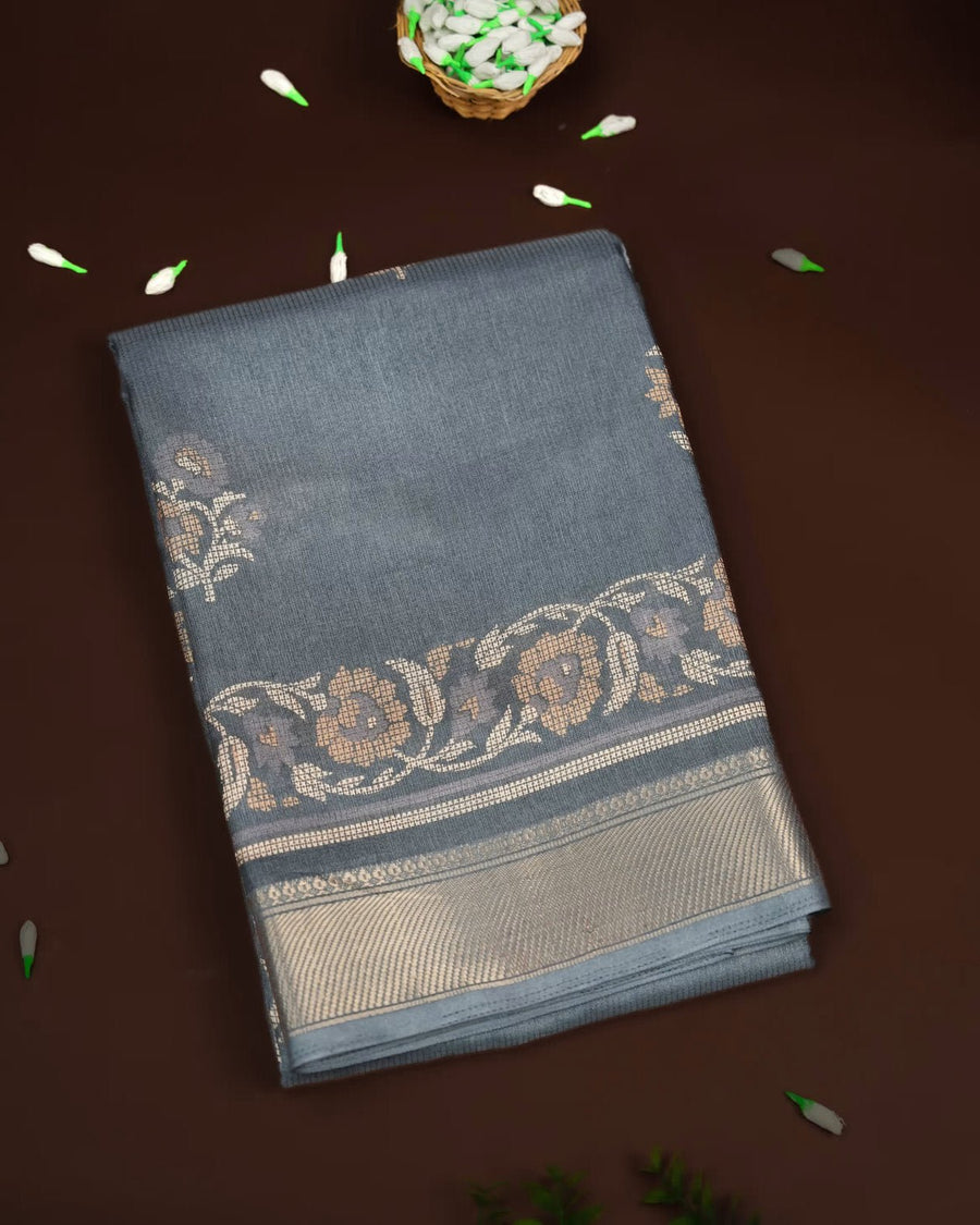 Grey Color Silk Saree - Shop Vastram