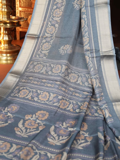 Grey Color Silk Saree - Shop Vastram