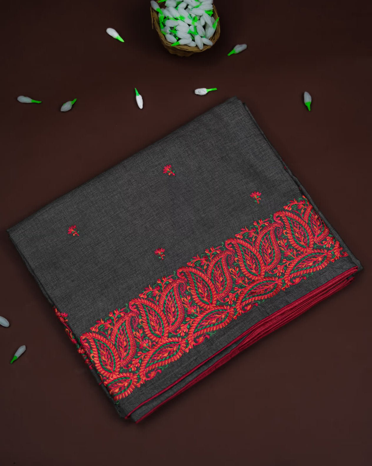 Grey Color Tusser Saree - Shop Vastram