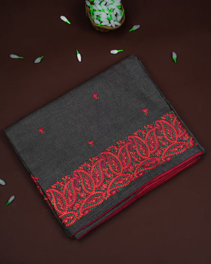 Grey Color Tusser Saree - Shop Vastram