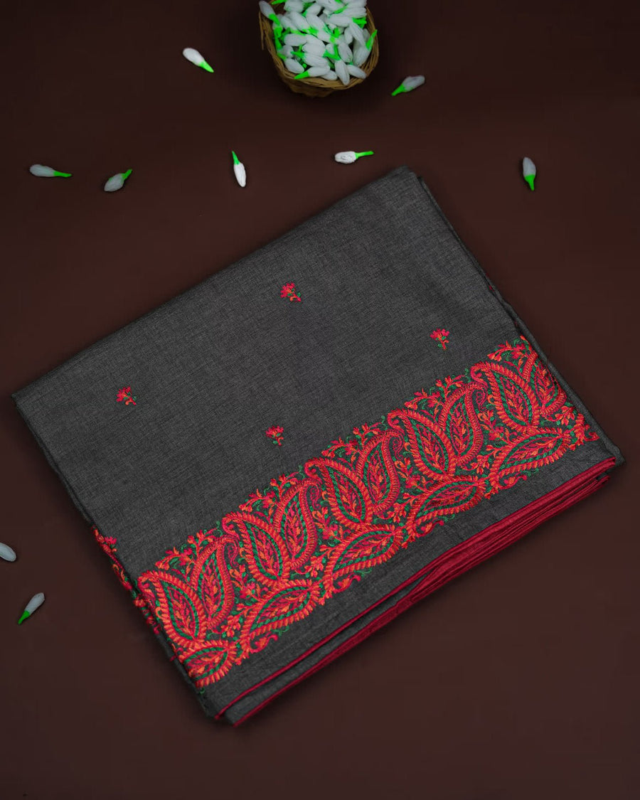 Grey Color Tusser Saree - Shop Vastram