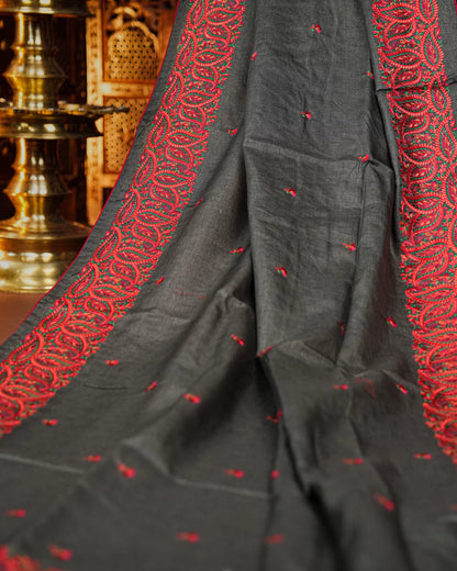 Grey Color Tusser Saree - Shop Vastram