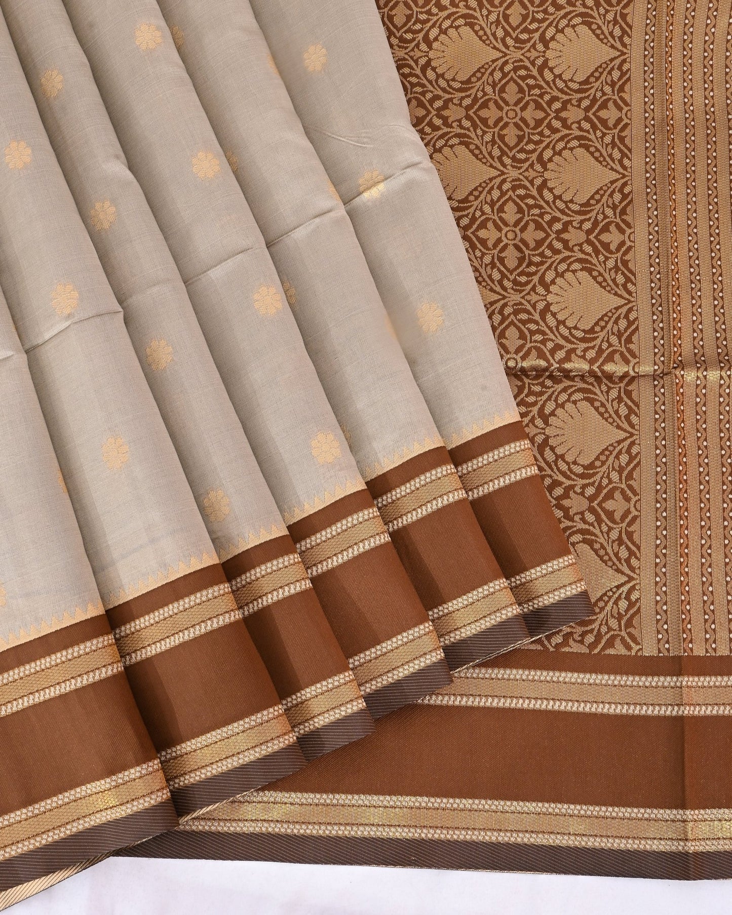 Grey Silk Banarsi Saree - Shop Vastram