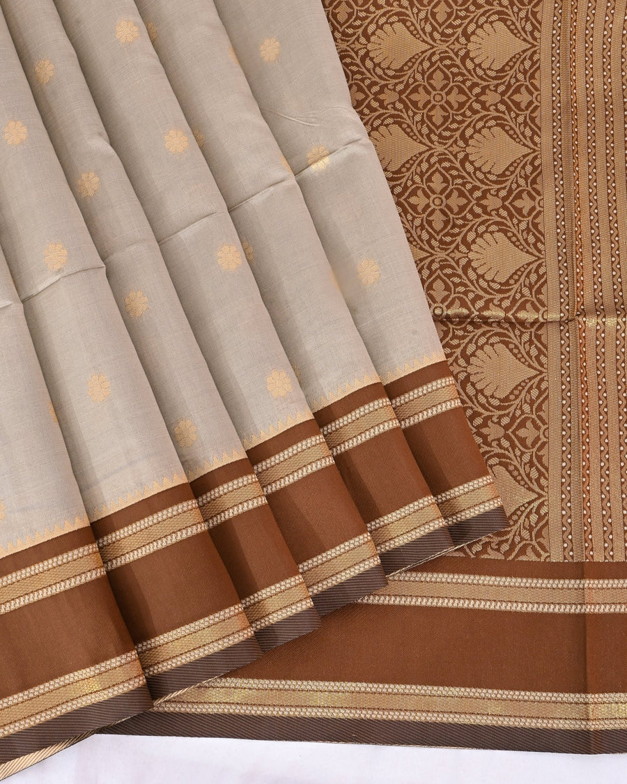 Grey Silk Banarsi Saree - Shop Vastram