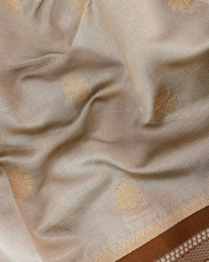 Grey Silk Banarsi Saree - Shop Vastram