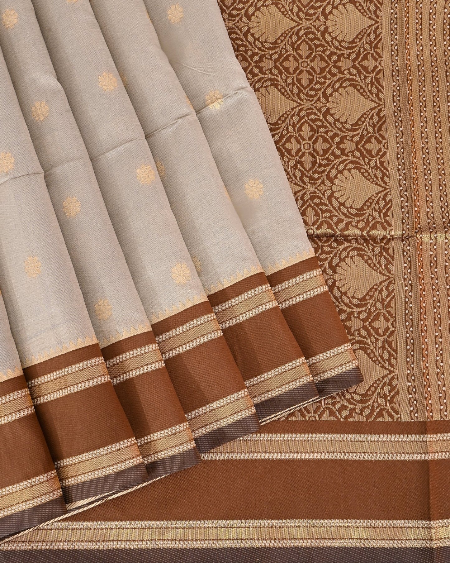 Grey Silk Banarsi Saree - Shop Vastram