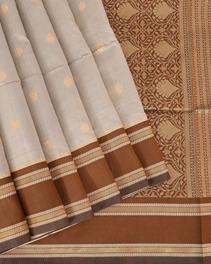 Grey Silk Banarsi Saree - Shop Vastram
