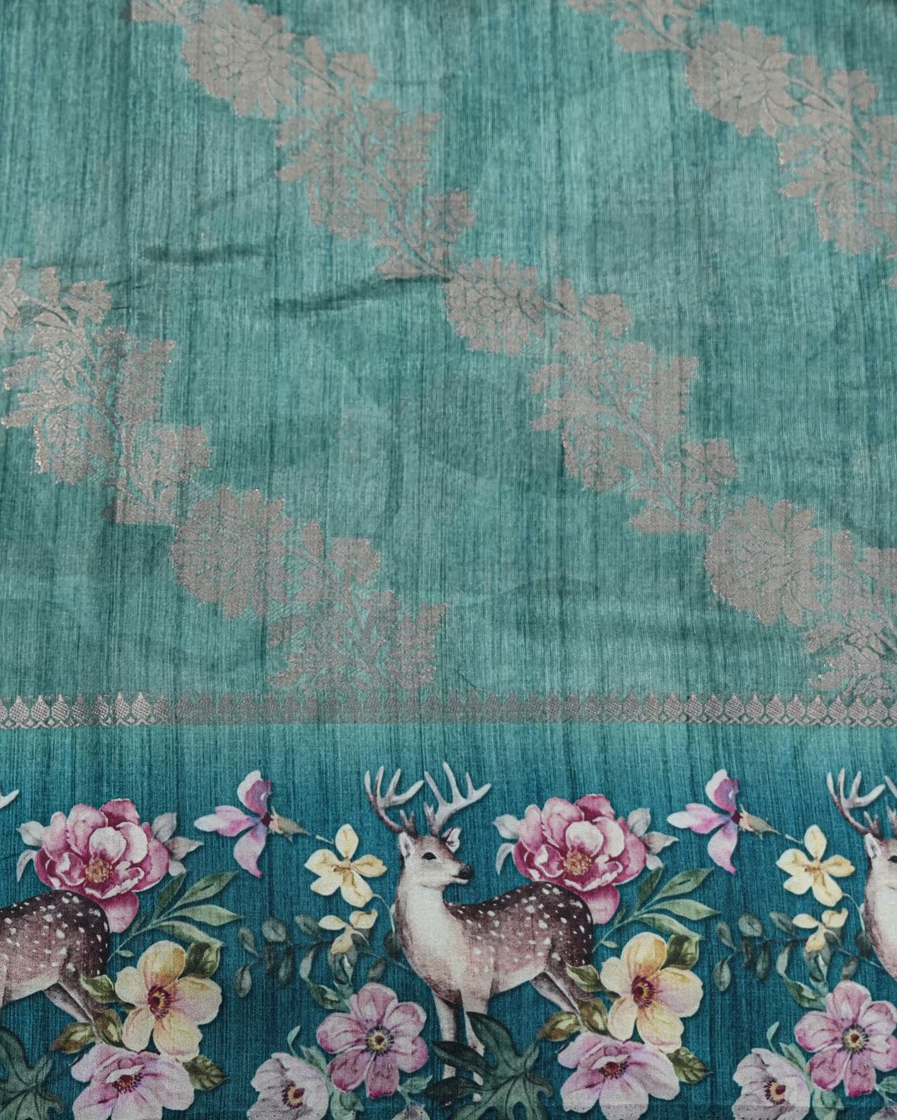 Light Green Blue Color Silk Saree - Shop Vastram