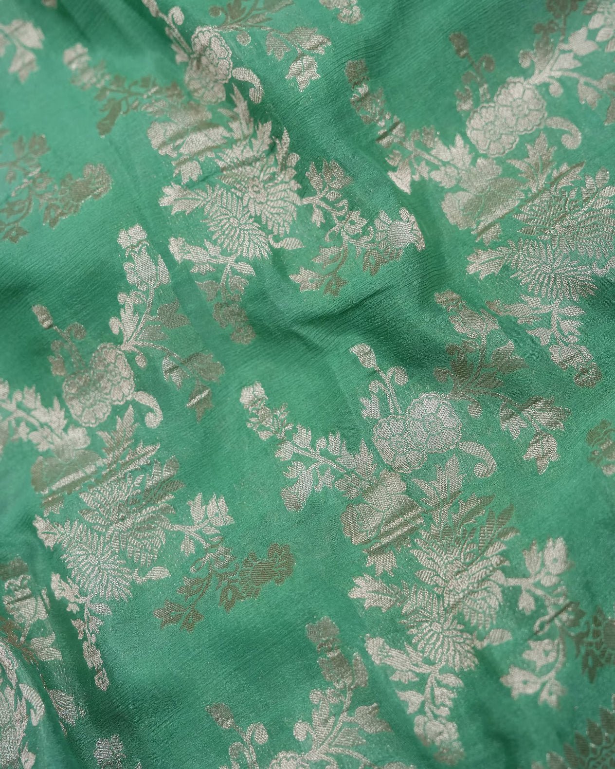 Light Green Blue Color Silk Saree - Shop Vastram