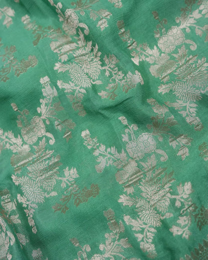Light Green Blue Color Silk Saree - Shop Vastram