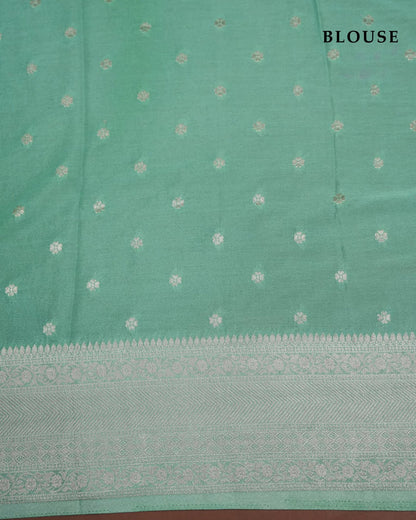 Light Green Blue Color Silk Saree - Shop Vastram