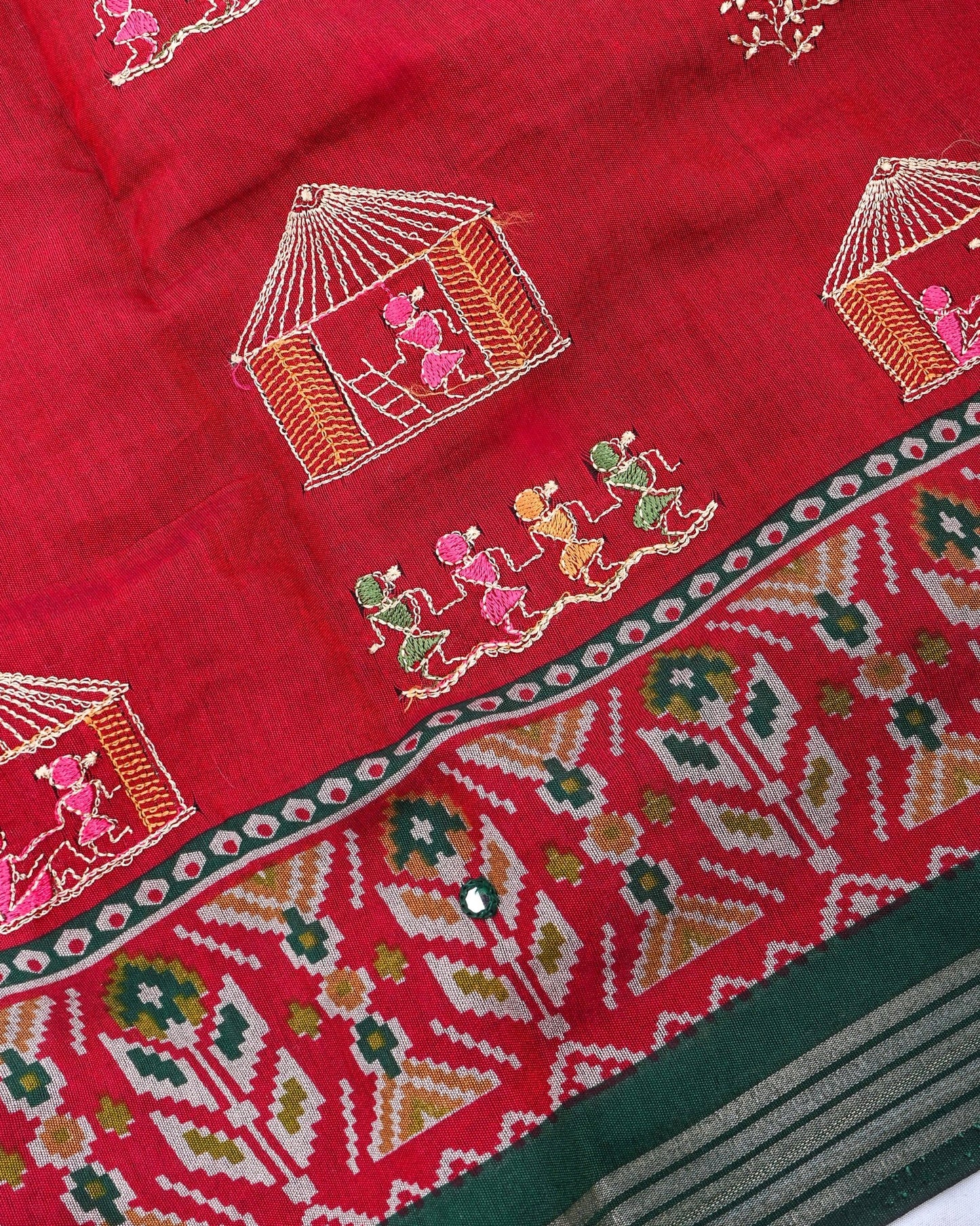 Maroon Chanderi Embroidery Saree - Shop Vastram