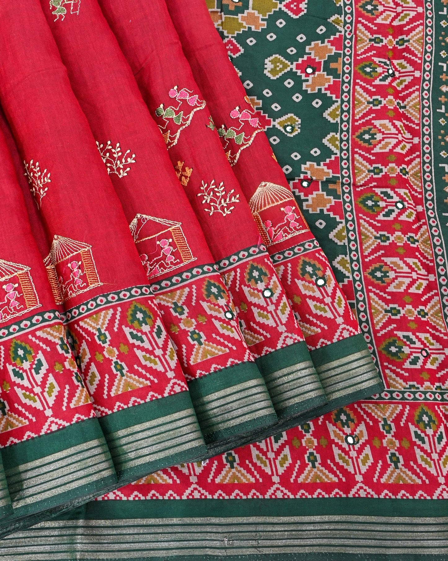 Maroon Chanderi Embroidery Saree - Shop Vastram