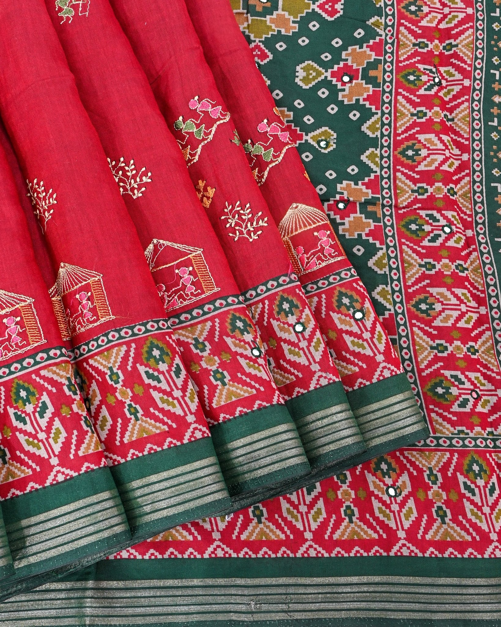 Maroon Chanderi Embroidery Saree - Shop Vastram