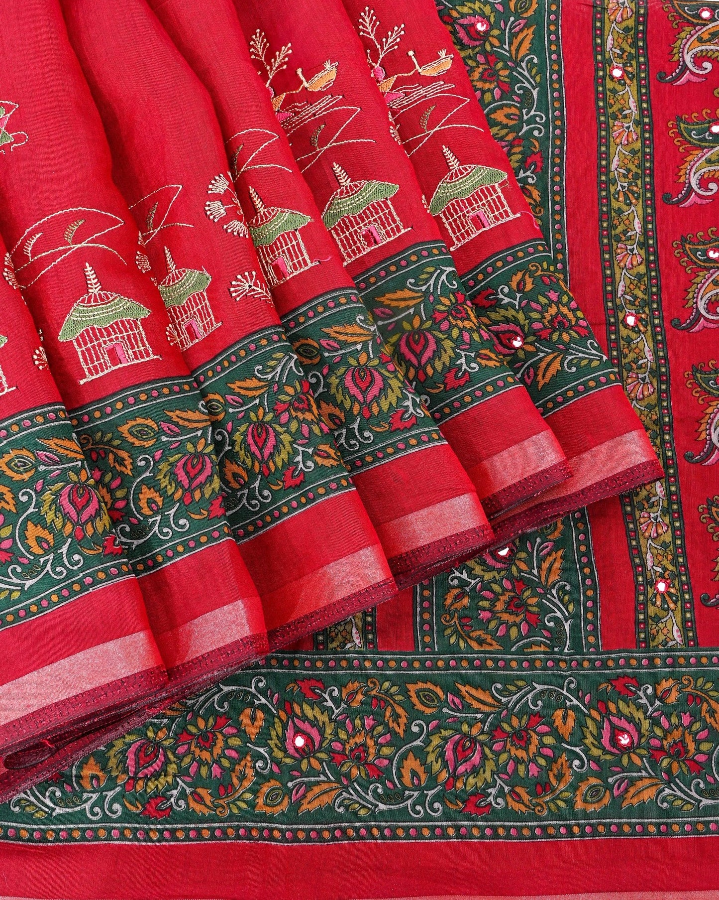 Maroon Chanderi Embroidery Saree - Shop Vastram