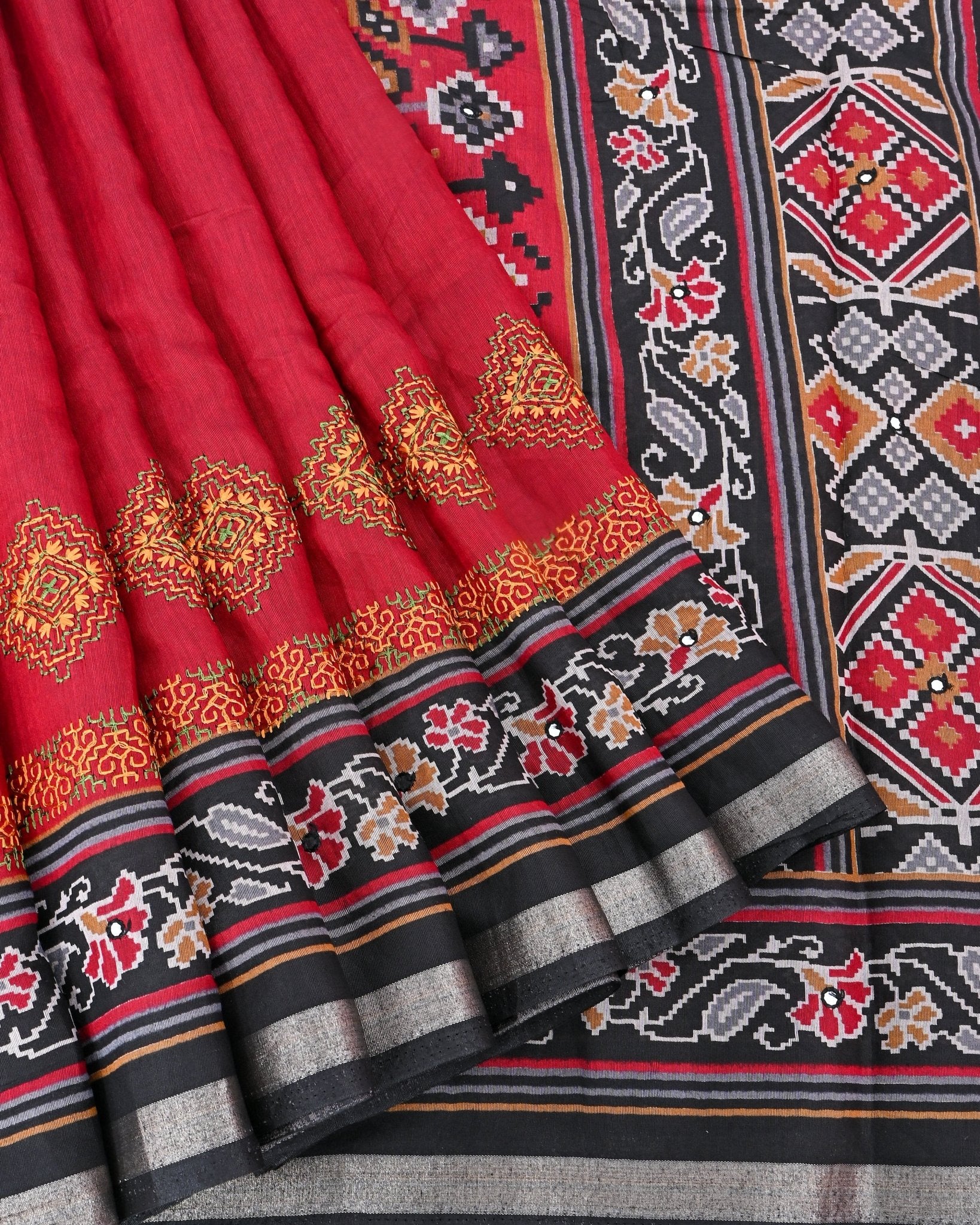 Maroon Chanderi Embroidery Saree - Shop Vastram