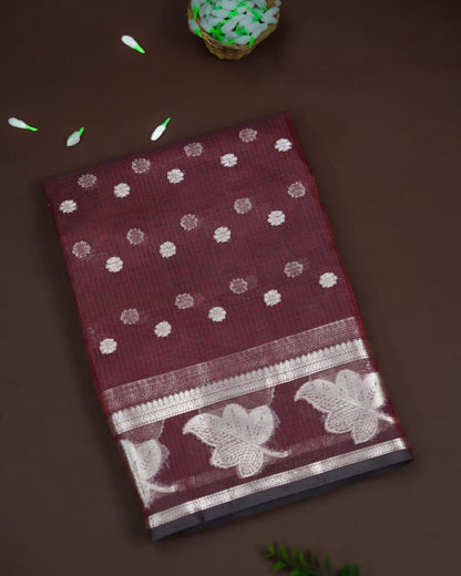 Maroon Color Silk Kota Saree - Shop Vastram