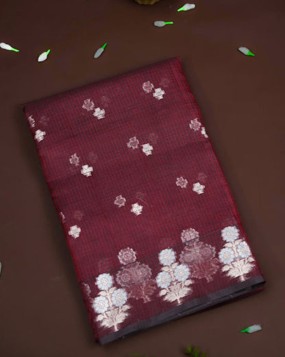 Maroon Color Silk Kota Saree - Shop Vastram
