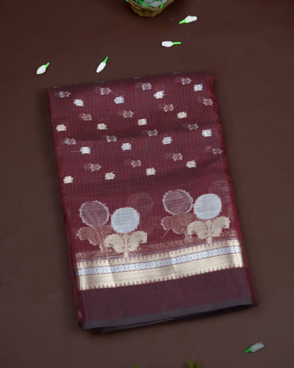 Maroon Color Silk Kota Saree - Shop Vastram