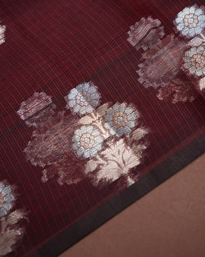 Maroon Color Silk Kota Saree - Shop Vastram