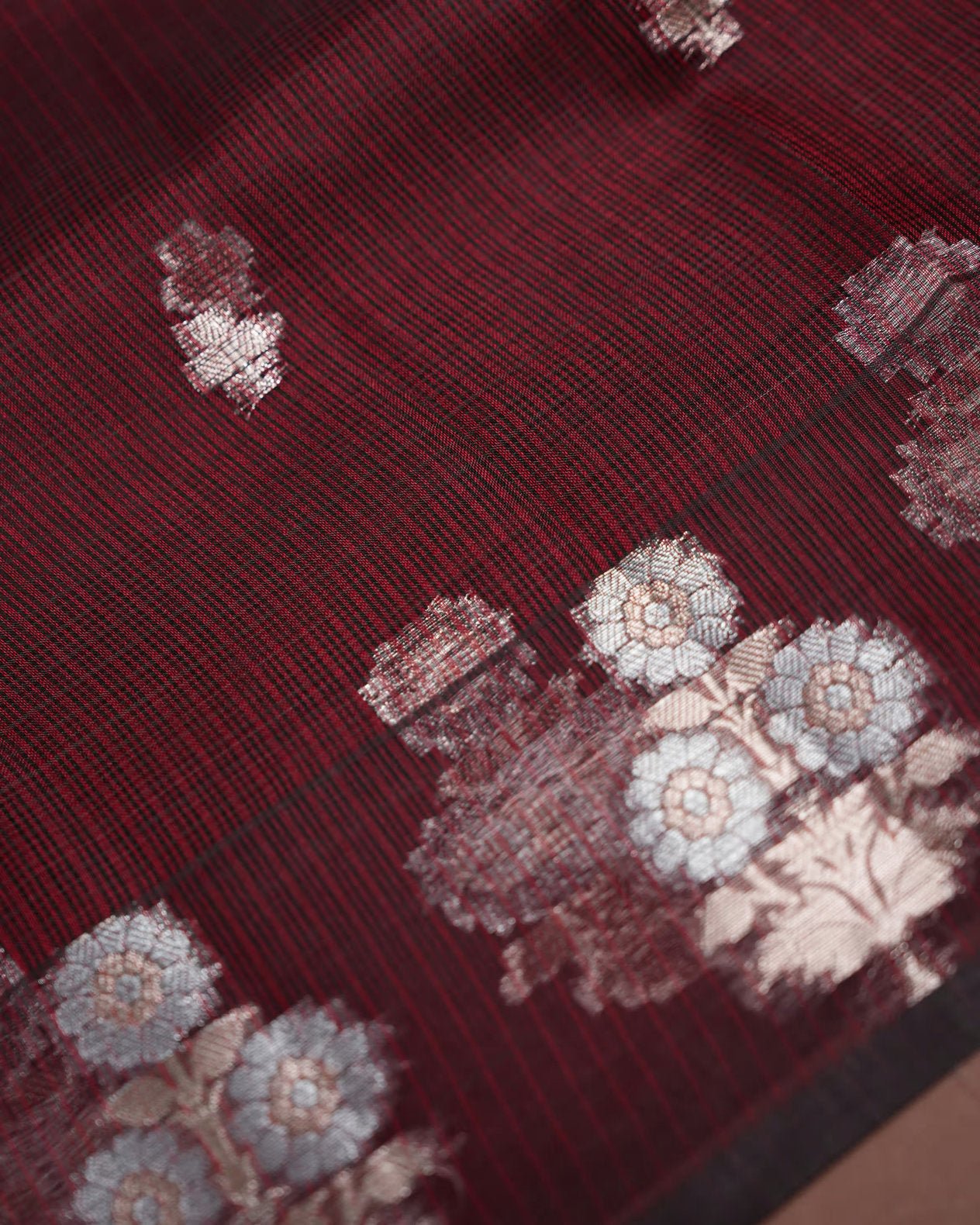 Maroon Color Silk Kota Saree - Shop Vastram