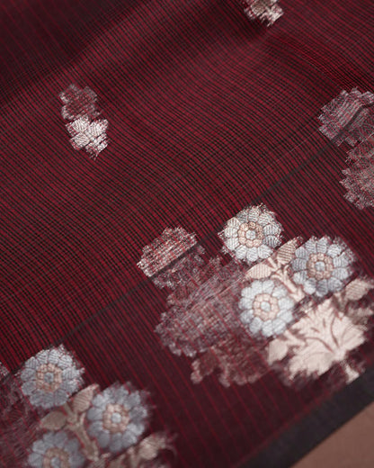 Maroon Color Silk Kota Saree - Shop Vastram