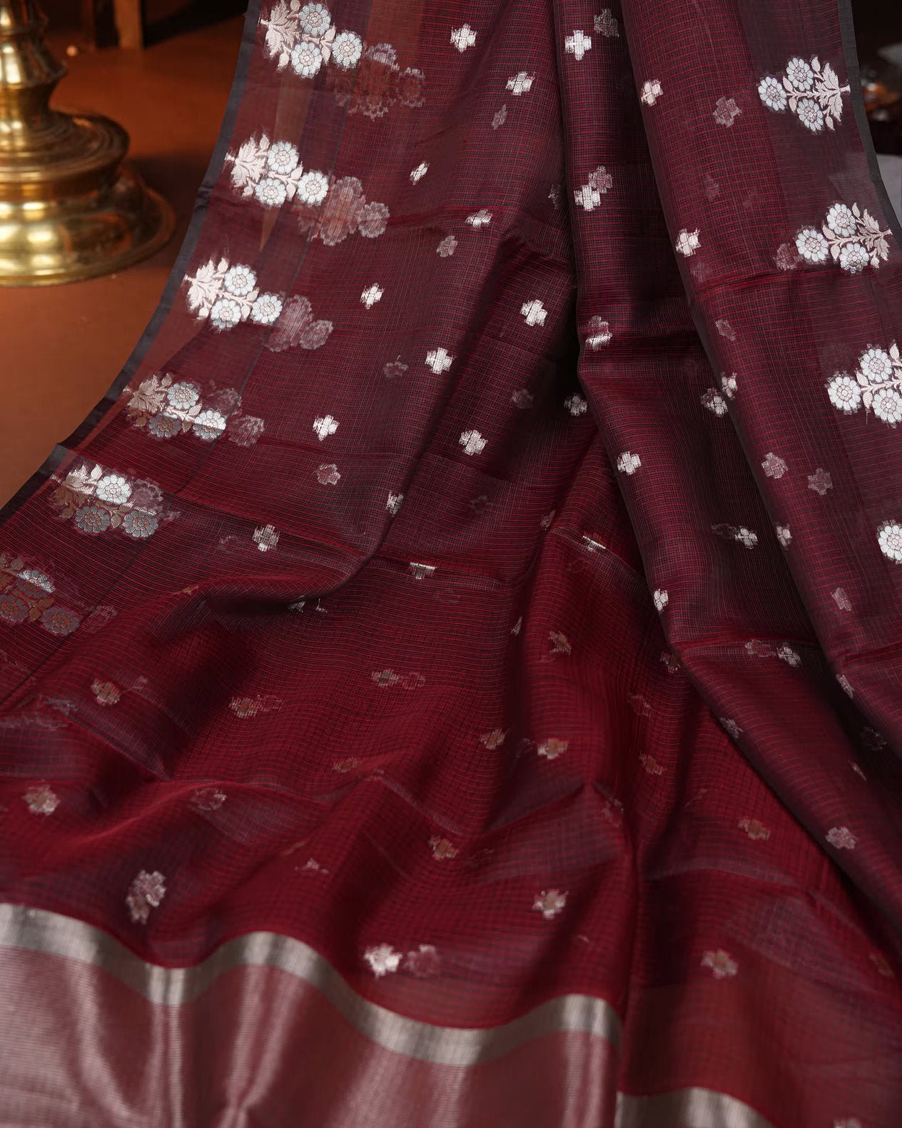 Maroon Color Silk Kota Saree - Shop Vastram