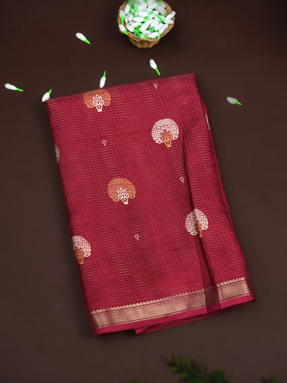 Maroon Color Silk Saree - Shop Vastram