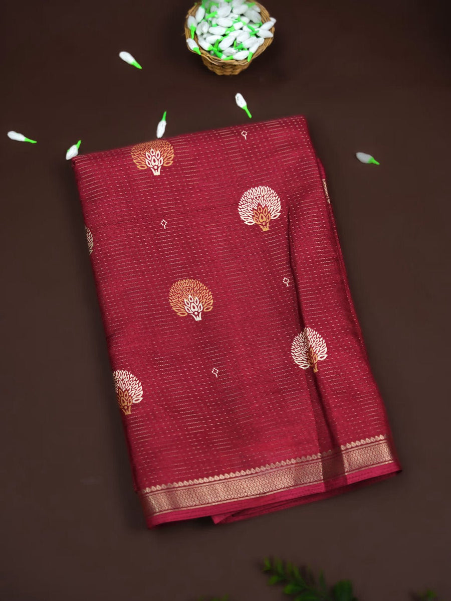 Maroon Color Silk Saree - Shop Vastram