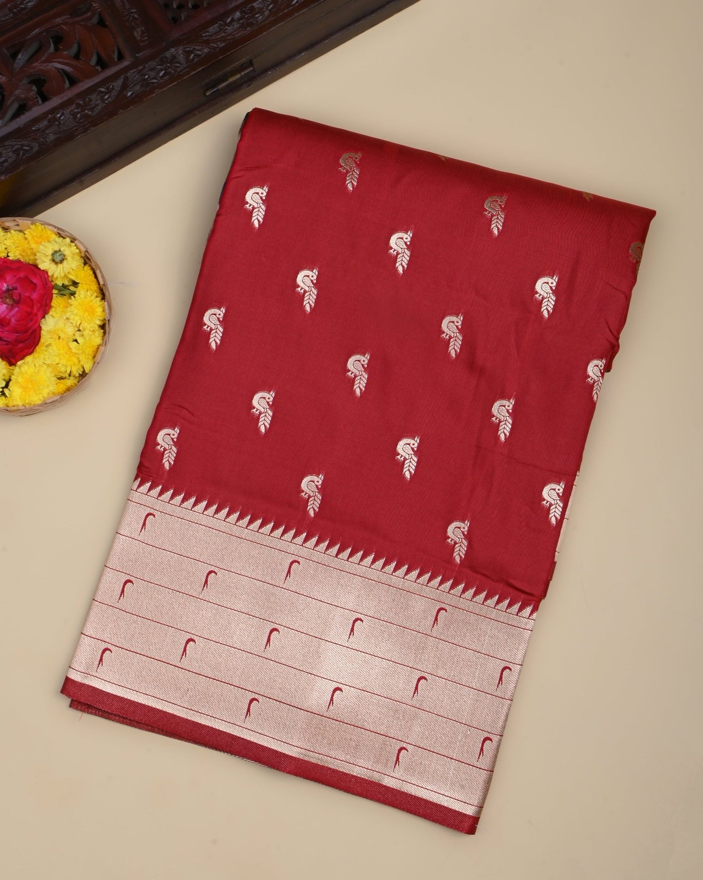 Maroon Color Silk Saree - Shop Vastram