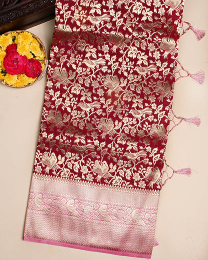 Maroon Color Silk Saree - Shop Vastram