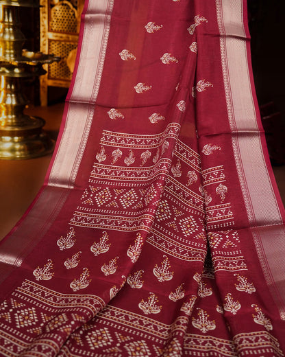 Maroon Color Silk Saree - Shop Vastram