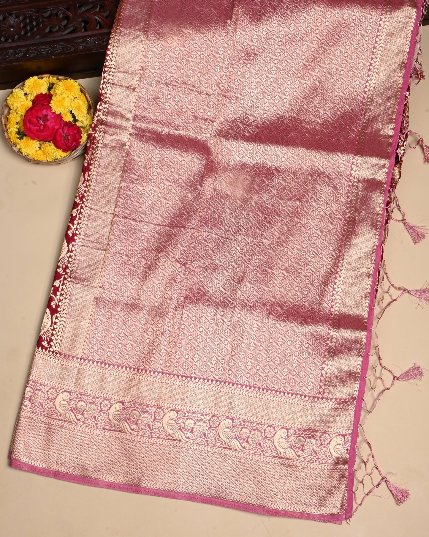 Maroon Color Silk Saree - Shop Vastram