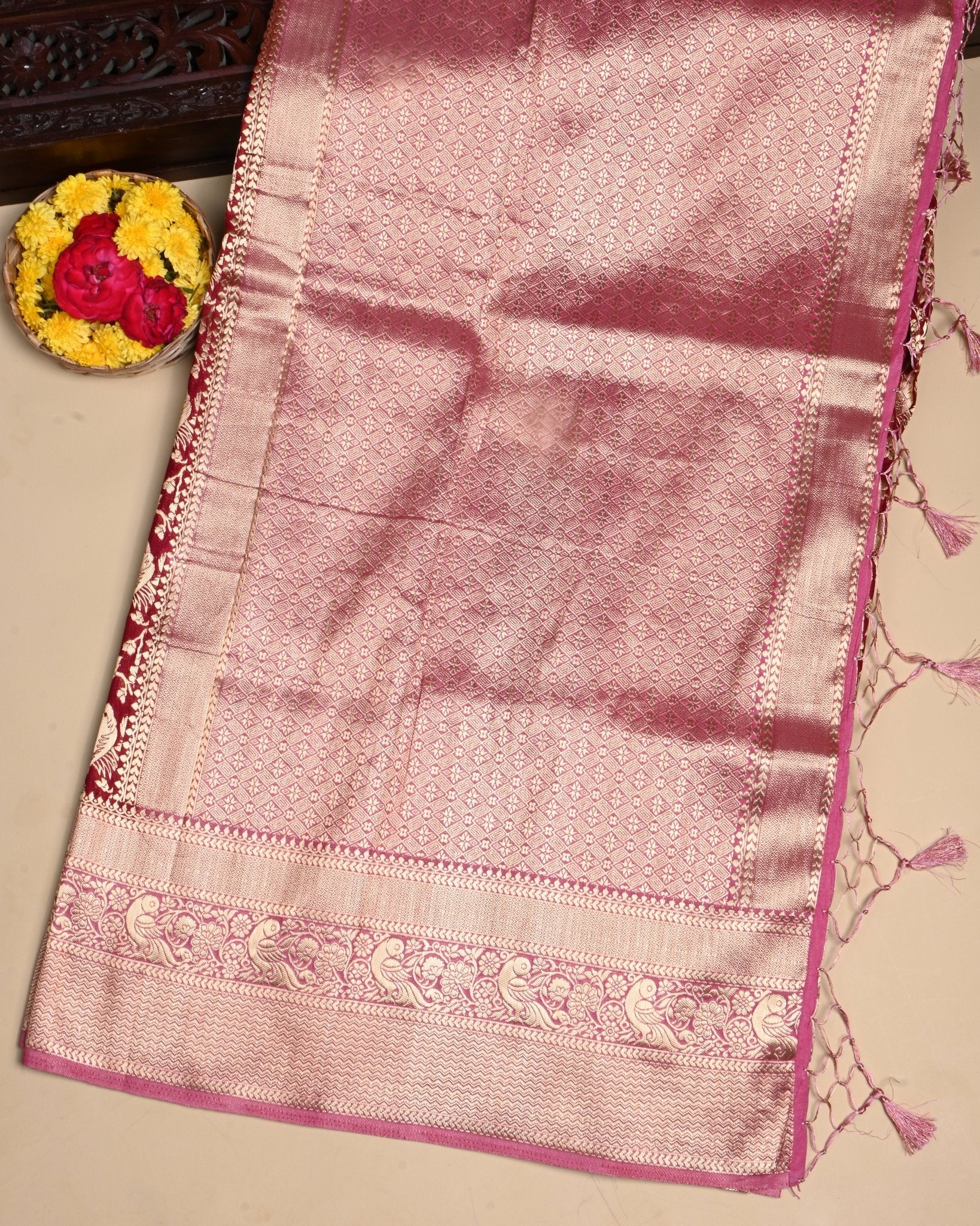 Maroon Color Silk Saree - Shop Vastram