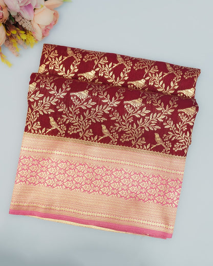 Maroon color Silk Saree - Shop Vastram