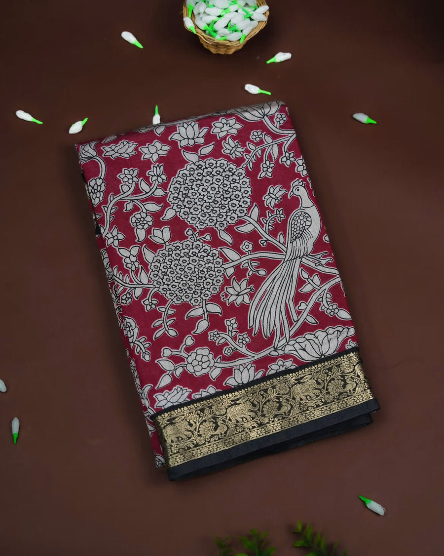 Maroon Color Silk Saree - Shop Vastram