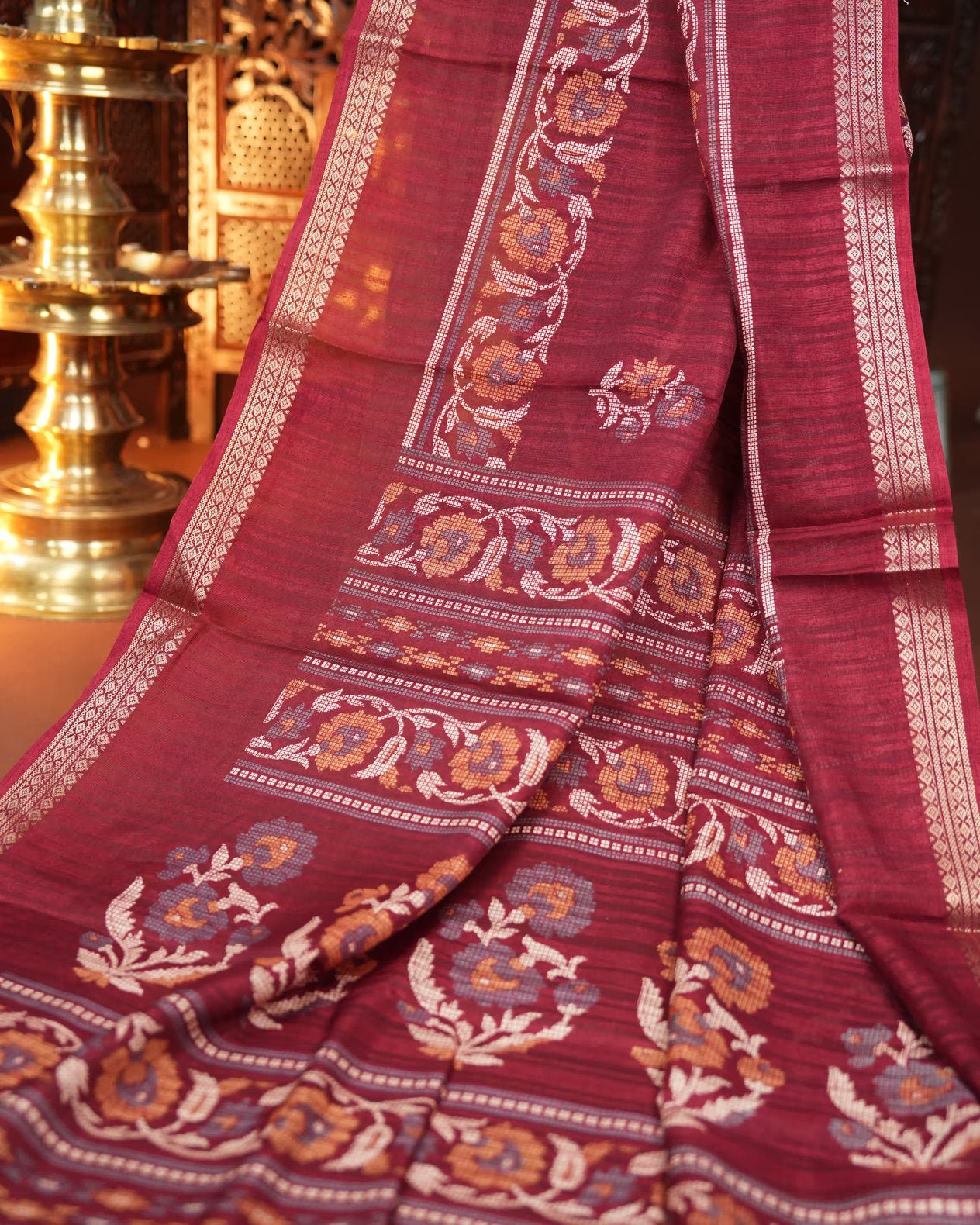 Maroon Color Silk Saree - Shop Vastram