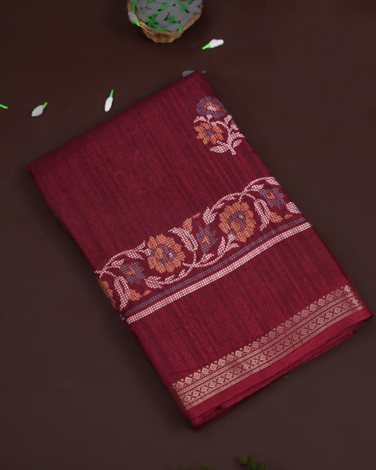 Maroon Color Silk Saree - Shop Vastram