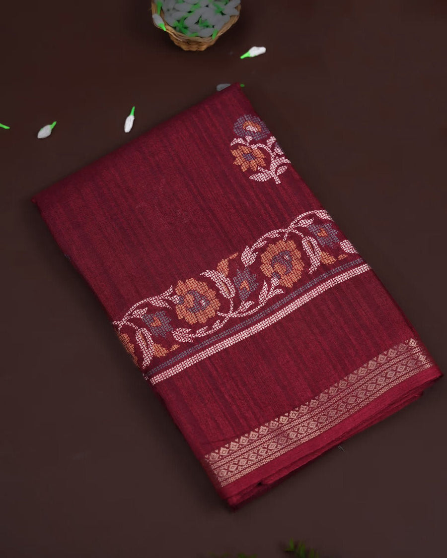 Maroon Color Silk Saree - Shop Vastram