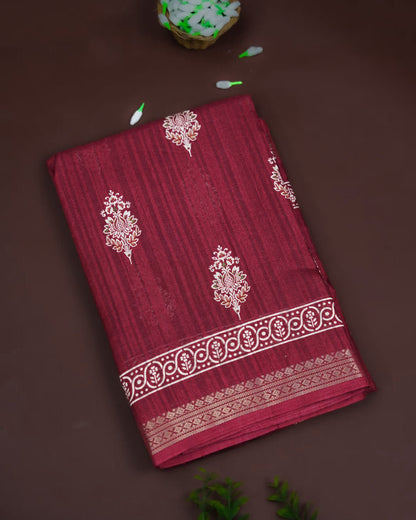 Maroon Color Silk Saree - Shop Vastram