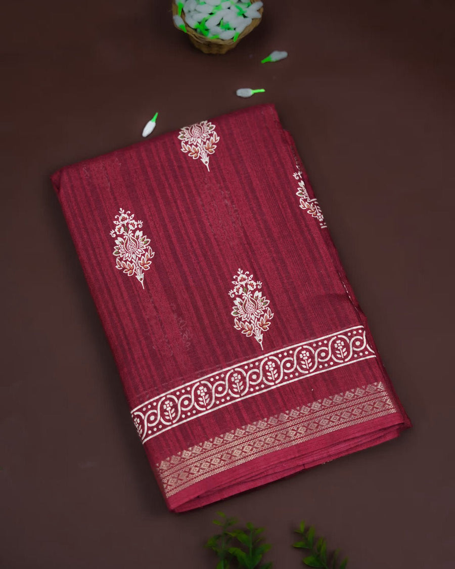Maroon Color Silk Saree - Shop Vastram