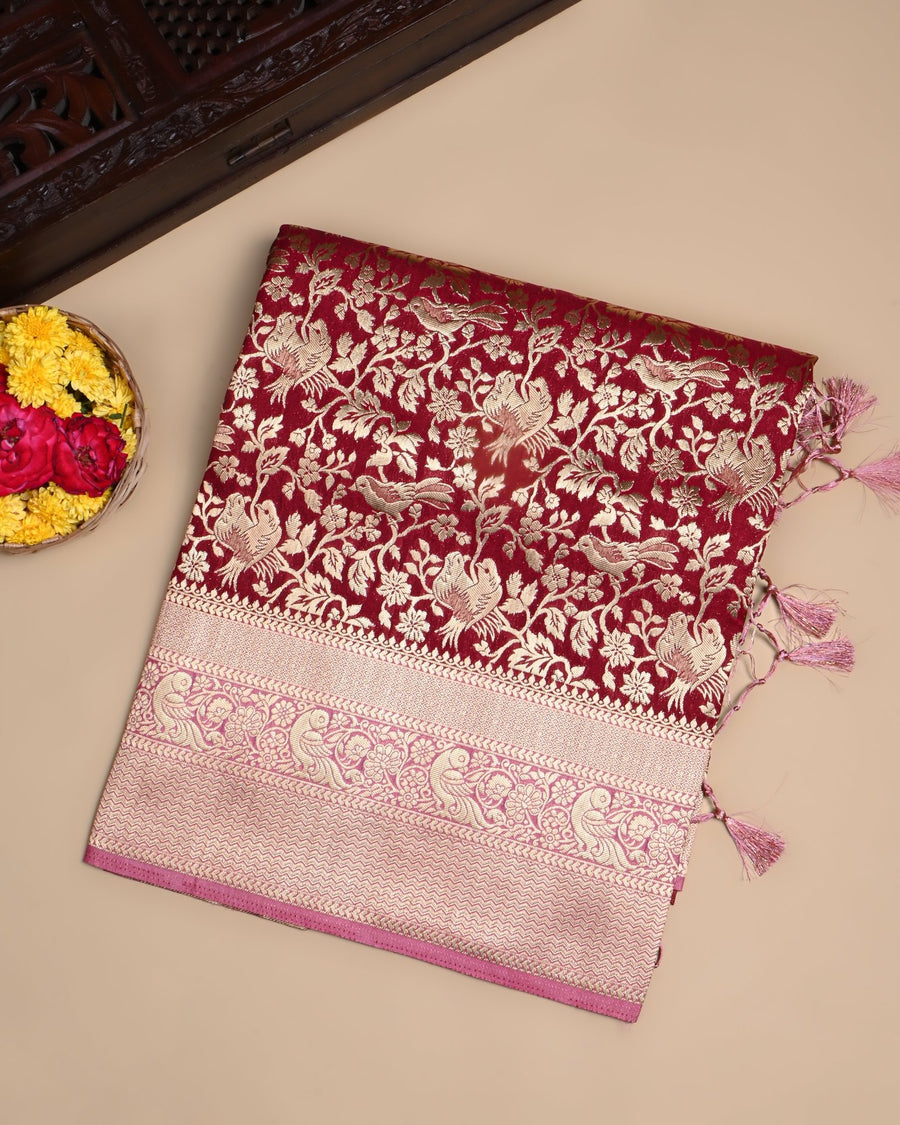 Maroon Color Silk Saree - Shop Vastram