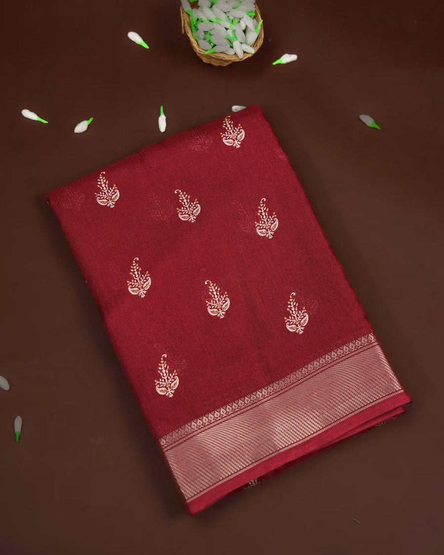 Maroon Color Silk Saree - Shop Vastram