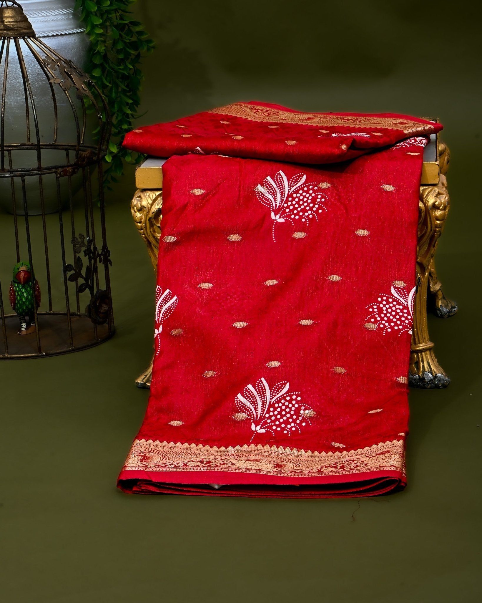 Maroon Silk Printed Saree - Shop Vastram