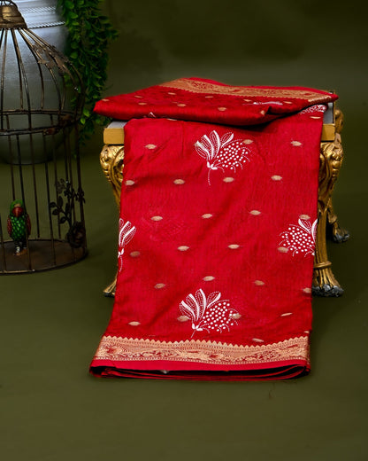 Maroon Silk Printed Saree - Shop Vastram