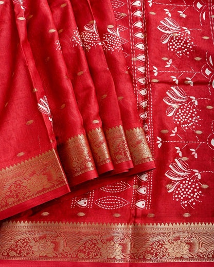 Maroon Silk Printed Saree - Shop Vastram
