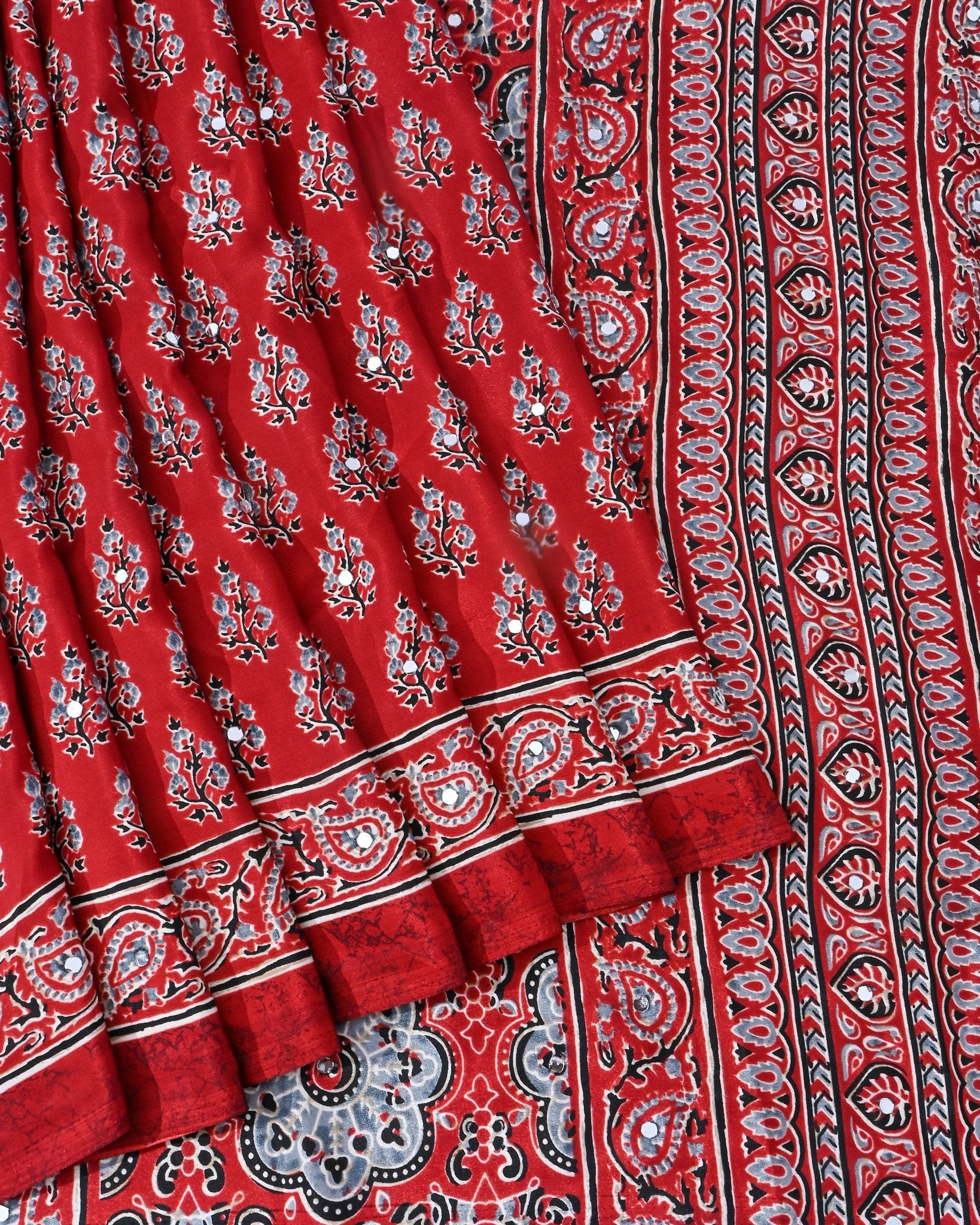 Maroon Silk Printed Saree - Shop Vastram