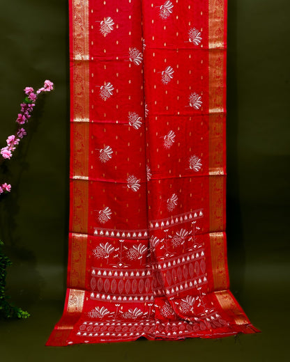 Maroon Silk Printed Saree - Shop Vastram