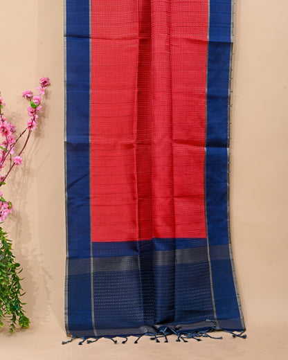 Maroon Tusser Banarsi Saree - Shop Vastram